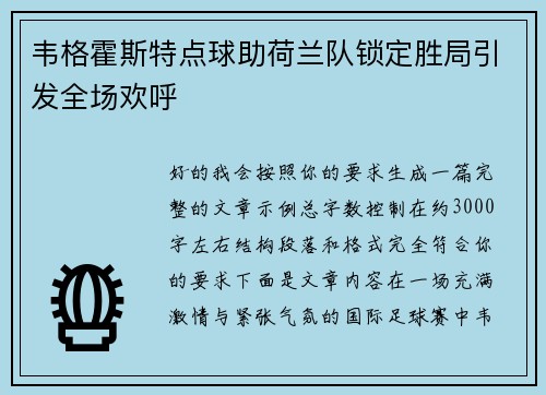韦格霍斯特点球助荷兰队锁定胜局引发全场欢呼